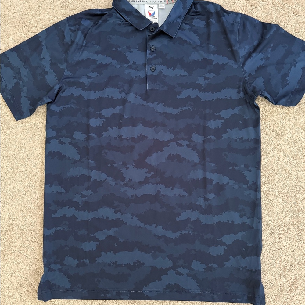 Puma Volition America Blue Camouflage Performance Polo